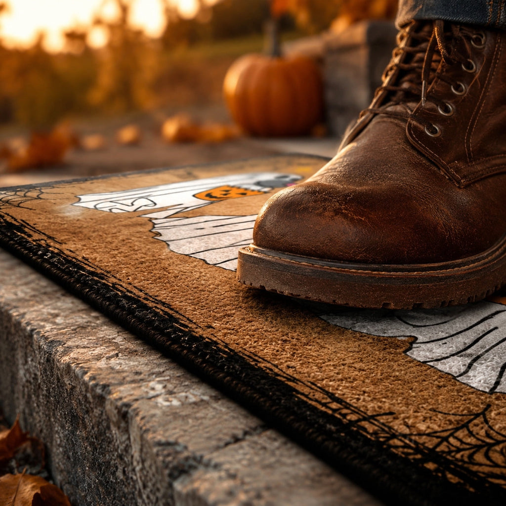 Halloween Celebration Doormat 16x24 Inch, Spooky Ghost Entrance Mat for Front Porch Indoor Outdoor, B