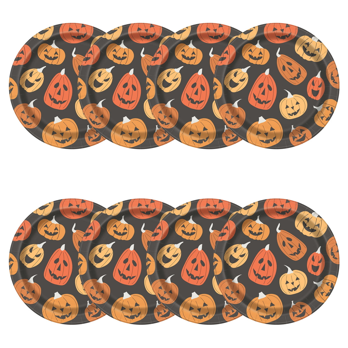 Jack-o'-Lantern Disposable Paper Plates, Multicolor, 8.5", 8 Count, Halloween by Way To Celebrate