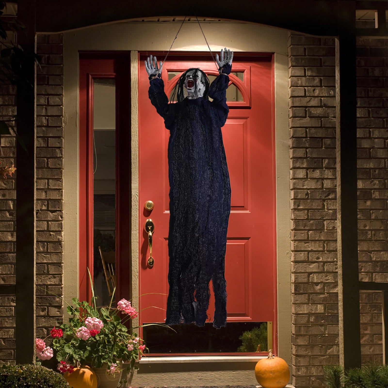 Coollooc 39 inch Halloween Hanging Ghost Decorations Outdoor Indoor, Animated Scary Grim Reaper Skeleton Decorations, Creepy Skull Ghost for Party Outside Yard Porch Haunted House