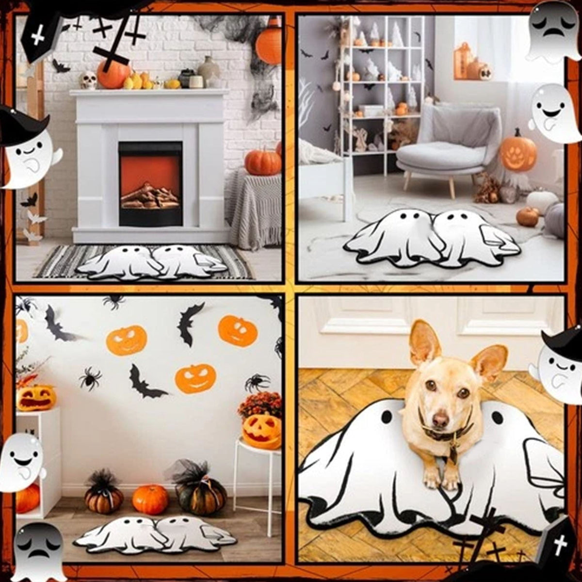 Halloween Bathroom Rugs，Farmhouse Halloween Rugs for Bathroom Decorations for The Home，Pumpkin Bath Mats，Holiday Cute Pumpkin Decor Non - Slip 15.7*23.6Inches