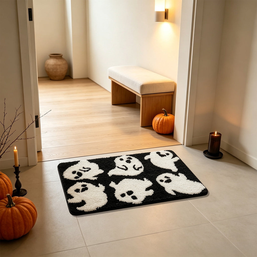 WWC Halloween Door Mat, 32x20 inch Halloween Decor Thick Non Slip Ghost doormat, Entryway Rug for Fall Party Indoor Outdoor Front Porch