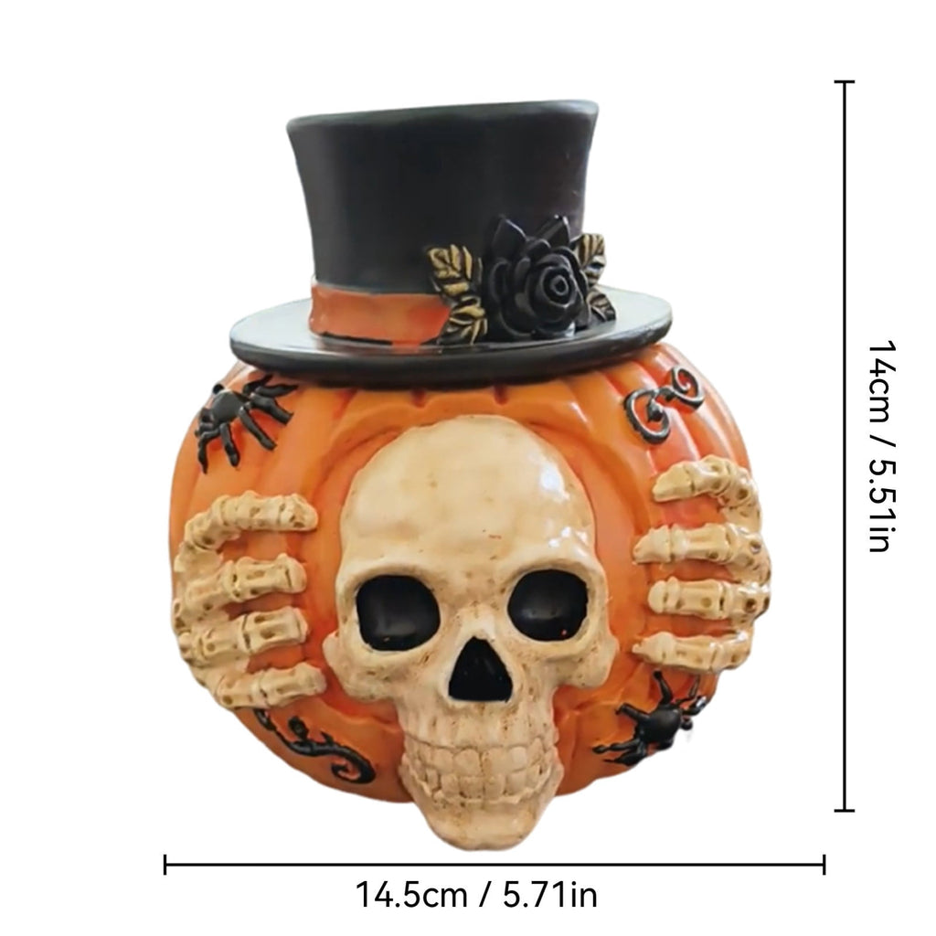 Diceymbol Halloween Pumpkin Snack Bowl Stand Collapsible Broomstick Candy Tray for Cupcakes & Desserts, Resin Serving Platter with Ceramic Pumpkin Bowls