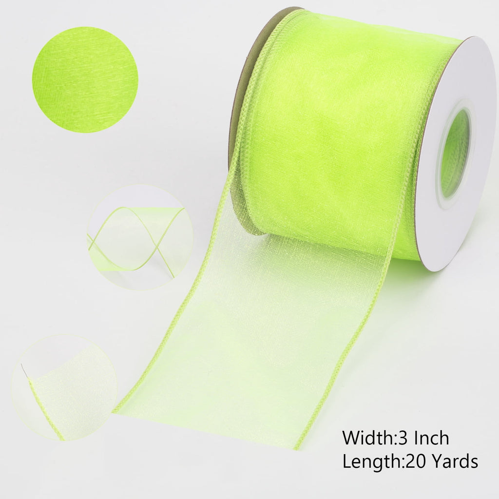 Joycrosso 1.5 Inch White Wired Organza Ribbon - 20 Yards Sheer Decorative Ribbon for Gift Wrapping, Wedding Decor, Christmas Tree, Crafts & DIY Projects