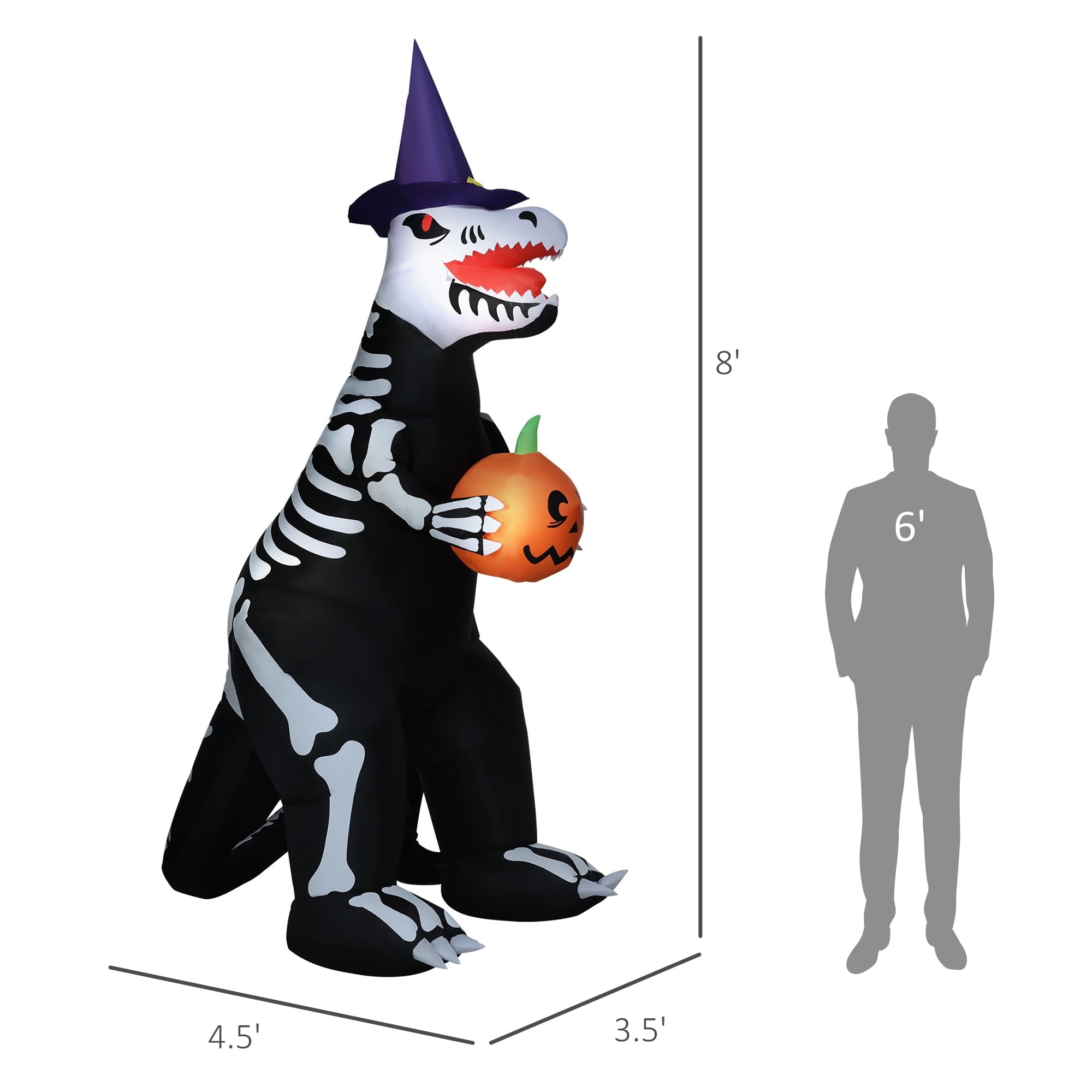 HOMCOM Inflatable Ghost with Pumpkin, Halloween Outdoor LED Lighted Yard Decoration, Waterproof
