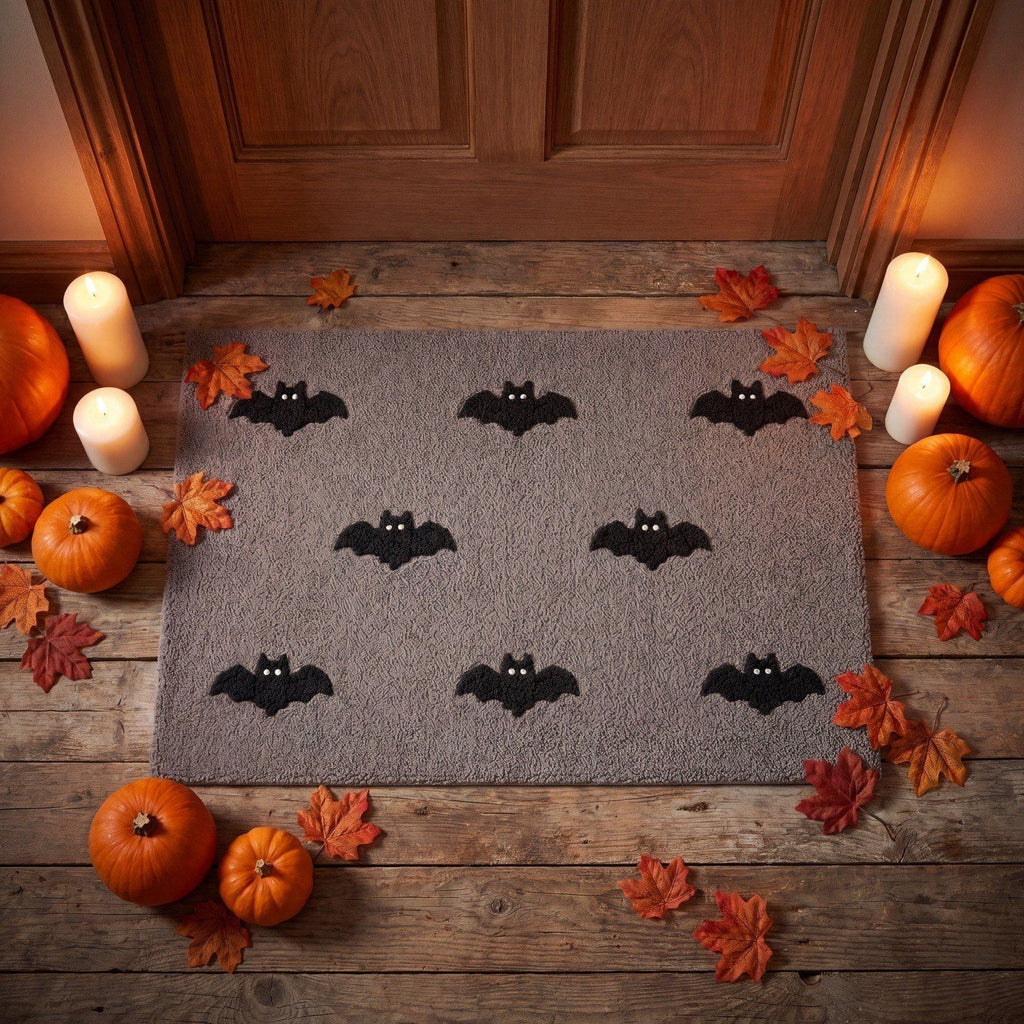 OutmaxHome Halloween Theme Cute Ghost Print Doormat, 15.8x23.6 Inch Non-Slip Absorbent Mat, Easy to Clean, for Front Door, Porch, Farmhouse