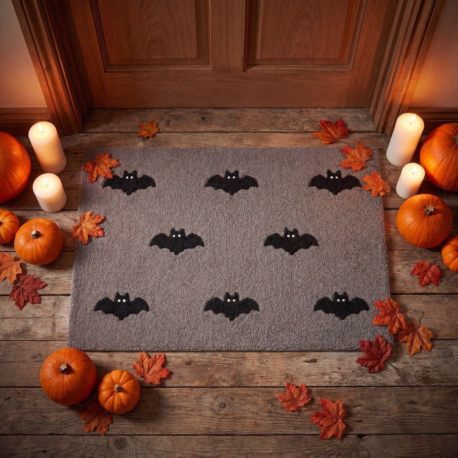 Halloween Thanksgiving Pumpkin Doormat 24x16 Inch, Simple Fall Farmhouse Entrance Mat for Front Porch Patio Home Decor