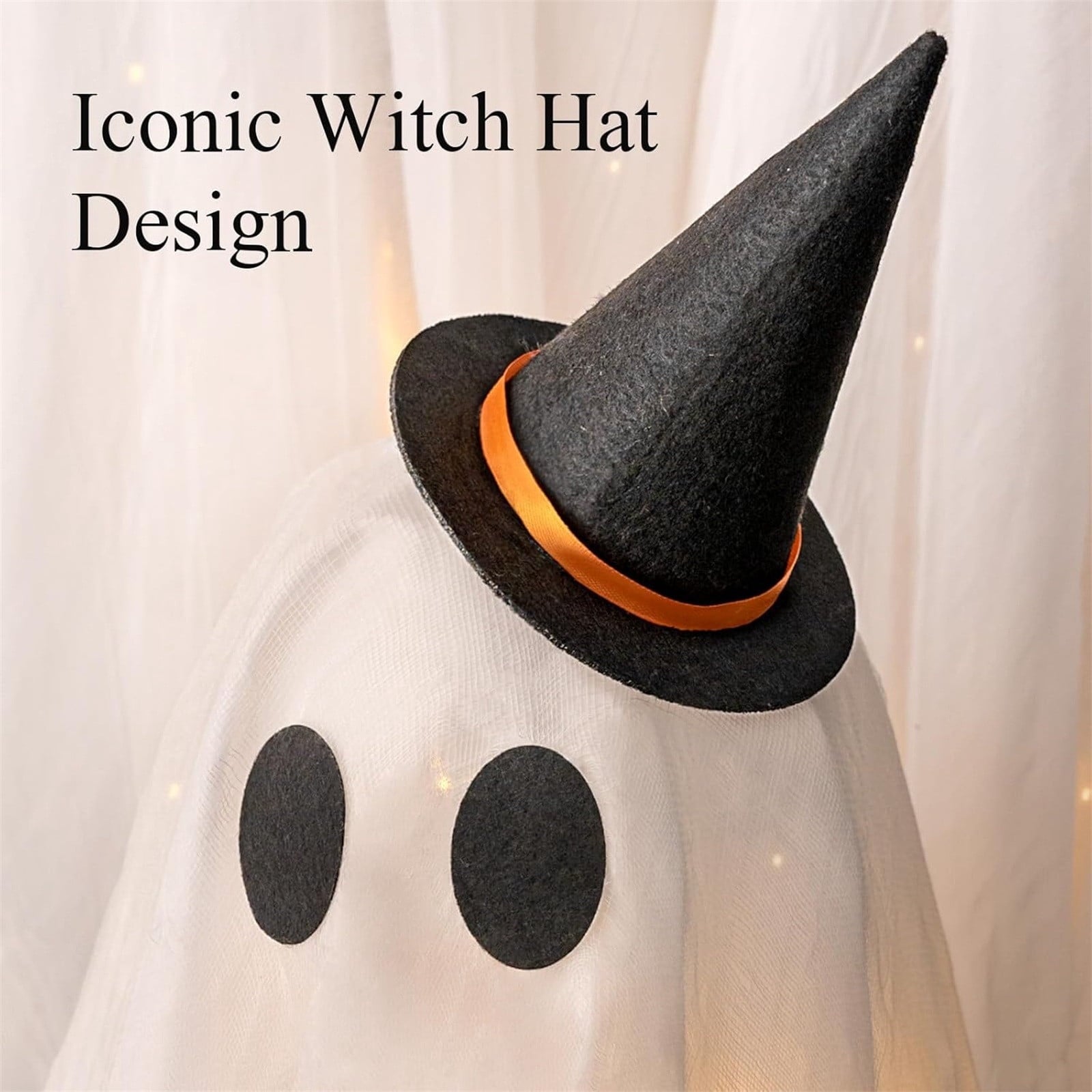 GoLucid 3 Pack Light Up Ghost Family Halloween Decorations with Remote, Adjustable Glowing Ghost Trio with Witch Hat & Broom for Yard Porch Decor
