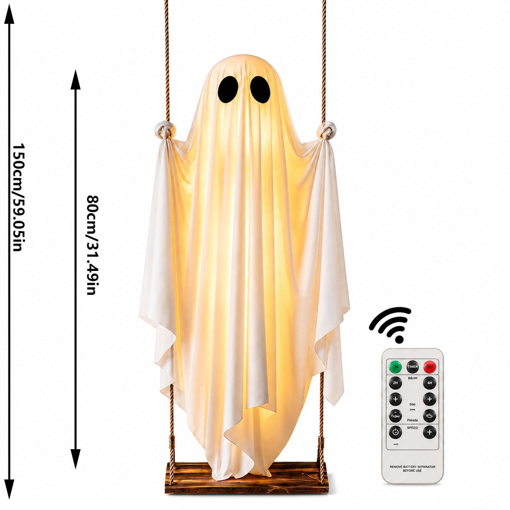 Clearance Halloween Decor-Halloween Decorations Indoor-Light up Ghost in Glass Like-Cute Ghost with Light for Home Kitchen Mantel Tabletop Party Decor and Holiday Decorations Best Halloween Gifts