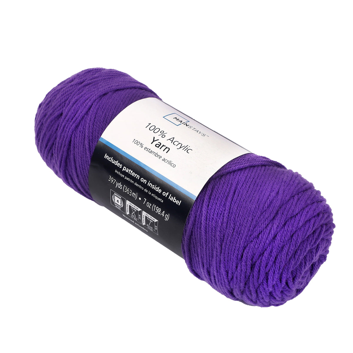 Mainstays Medium 4 Acrylic Yarn, White, 7 oz, 397 Yards