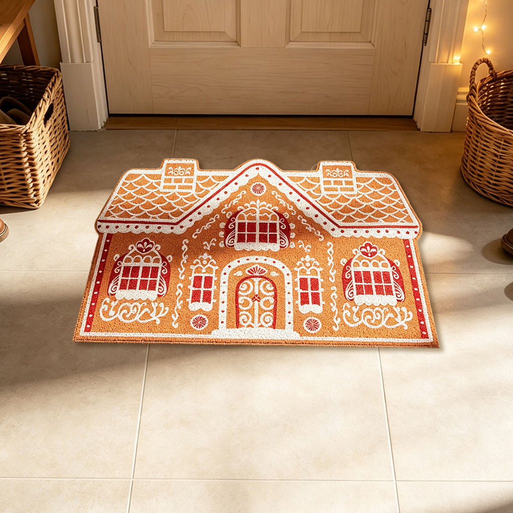Front Door Mat Indoor Outdoor Entrance Rug, Semicircular Entrance Mat, Half Round Waterproo Non-Slip Durable Rubber Doormat for Garage, Patio, 29.5 inch