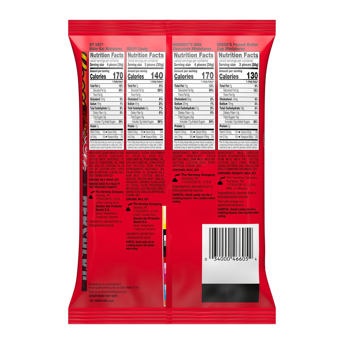 Hershey Assorted Chocolate, Halloween Candy Variety Bag, 8.76 oz (30 Pieces)