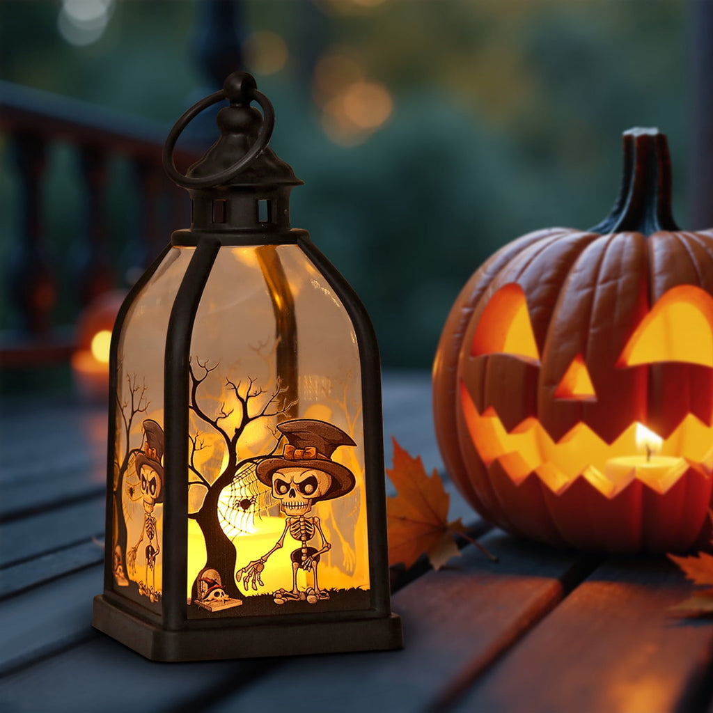 Halloween Decorations Indoor Candle Lantern With LED Lights Hanging Spooky Halloween Lanterns For Indoor Outdoor Home Room Door Party Decor