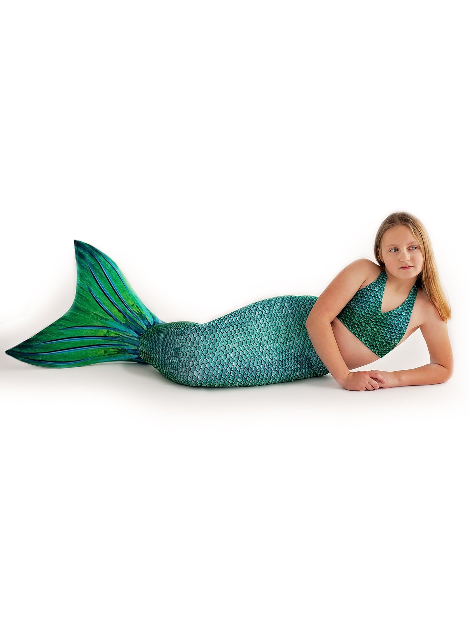 Sun Tail Mermaid Blue Lagoon Tail Skin, Size Child Extra Large (Monofin Not included) for Girls