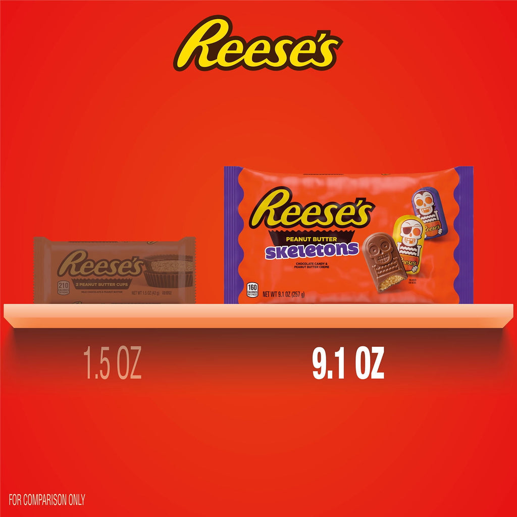 Reese's Chocolate Peanut Butter Creme Skeletons Halloween Candy, Bag 9.1 oz