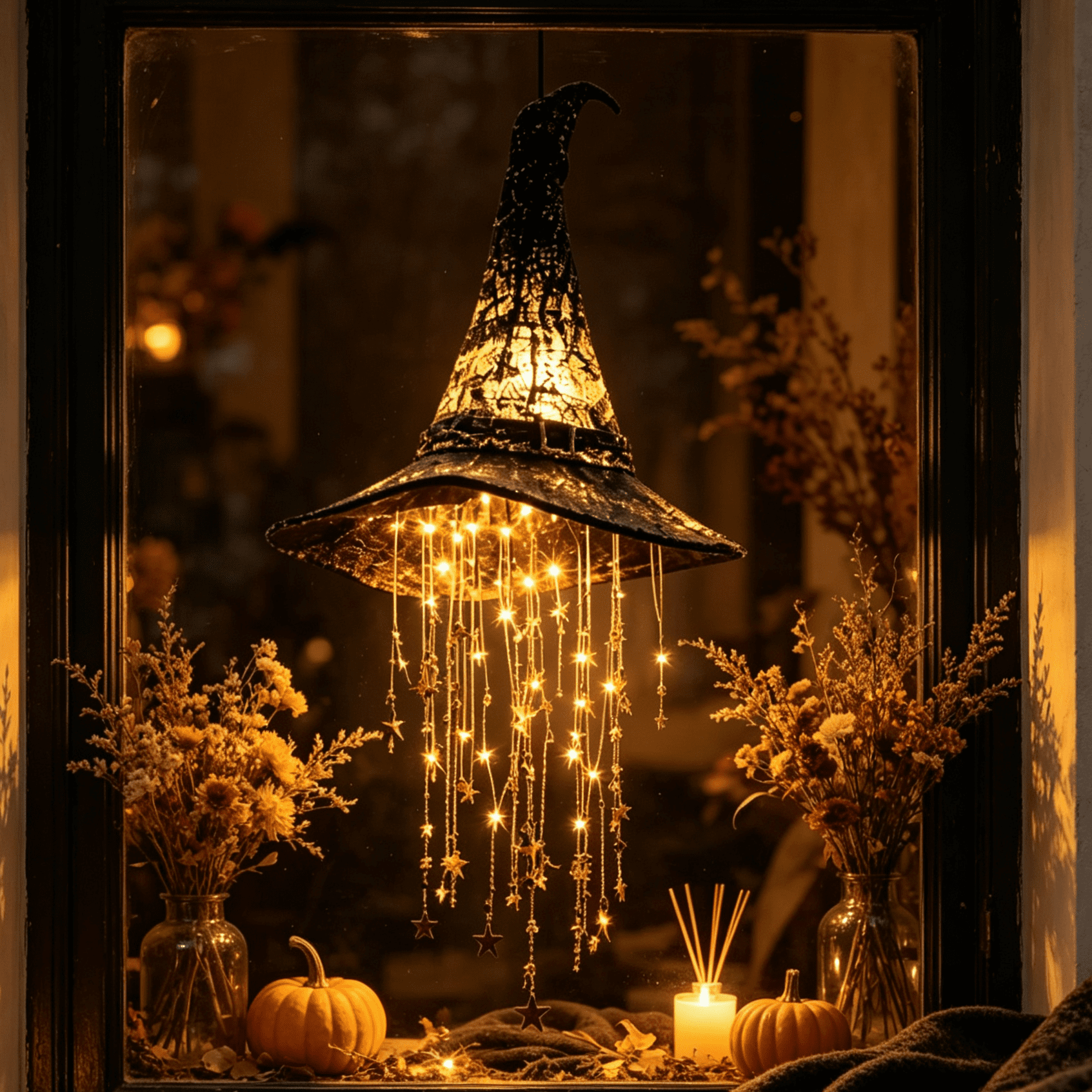 Stijggn Witch Hat Lights Halloween Glowing Lights, Waterproof Hanging Witch Hat Decorations, Warm Light Festival Ornaments for Indoor Outdoor Yard Garden Party Halloween Decor