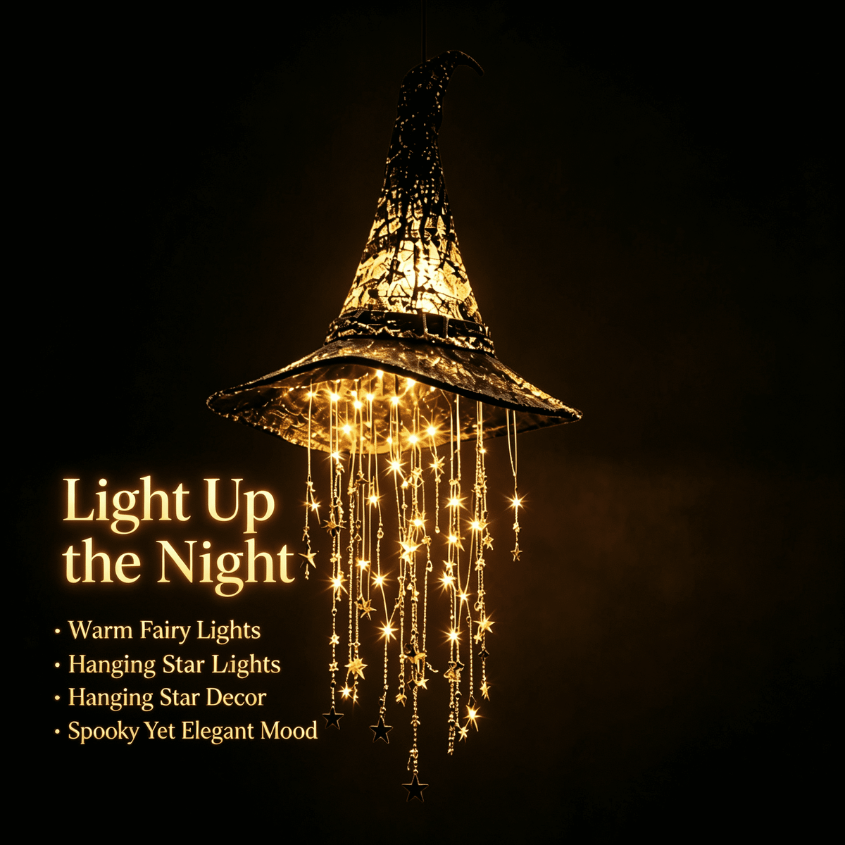 Stijggn Witch Hat Lights Halloween Glowing Lights, Waterproof Hanging Witch Hat Decorations, Warm Light Festival Ornaments for Indoor Outdoor Yard Garden Party Halloween Decor