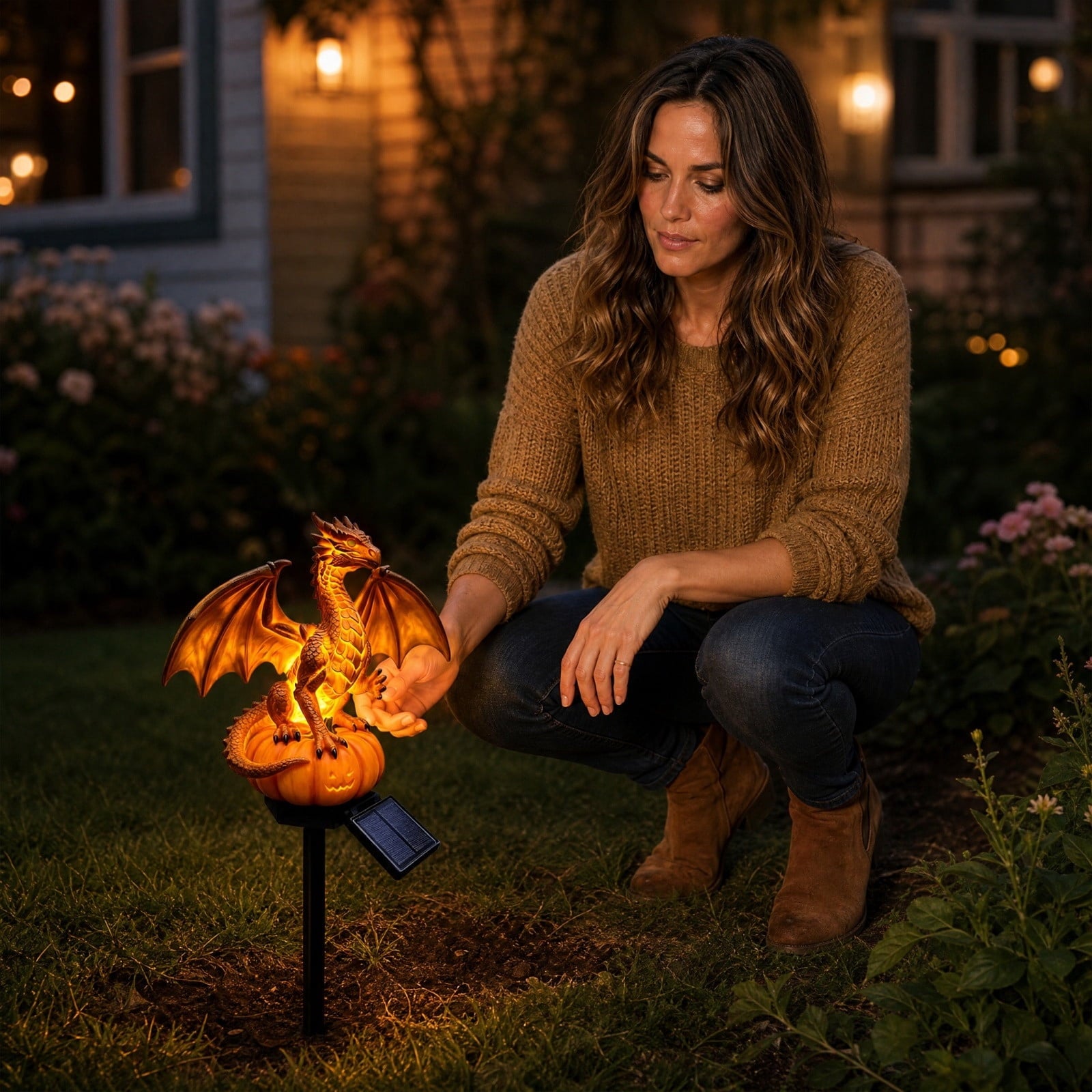 Halloween Witch Cauldron Garden Stake Lights, 2.7Ft LED Color Waterfall-Style Light Flow Flying Witch Garden Stake, Waterproof Weather Resistant Projector Lights for Outdoor Yard, Lawn, Pathway