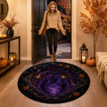 3D Illusion Halloween Round Rug, Non Printed Optical Vortex Doormat, Spooky Circular Floor Mat for Indoor Entryway Home Party Decor 60x60cm