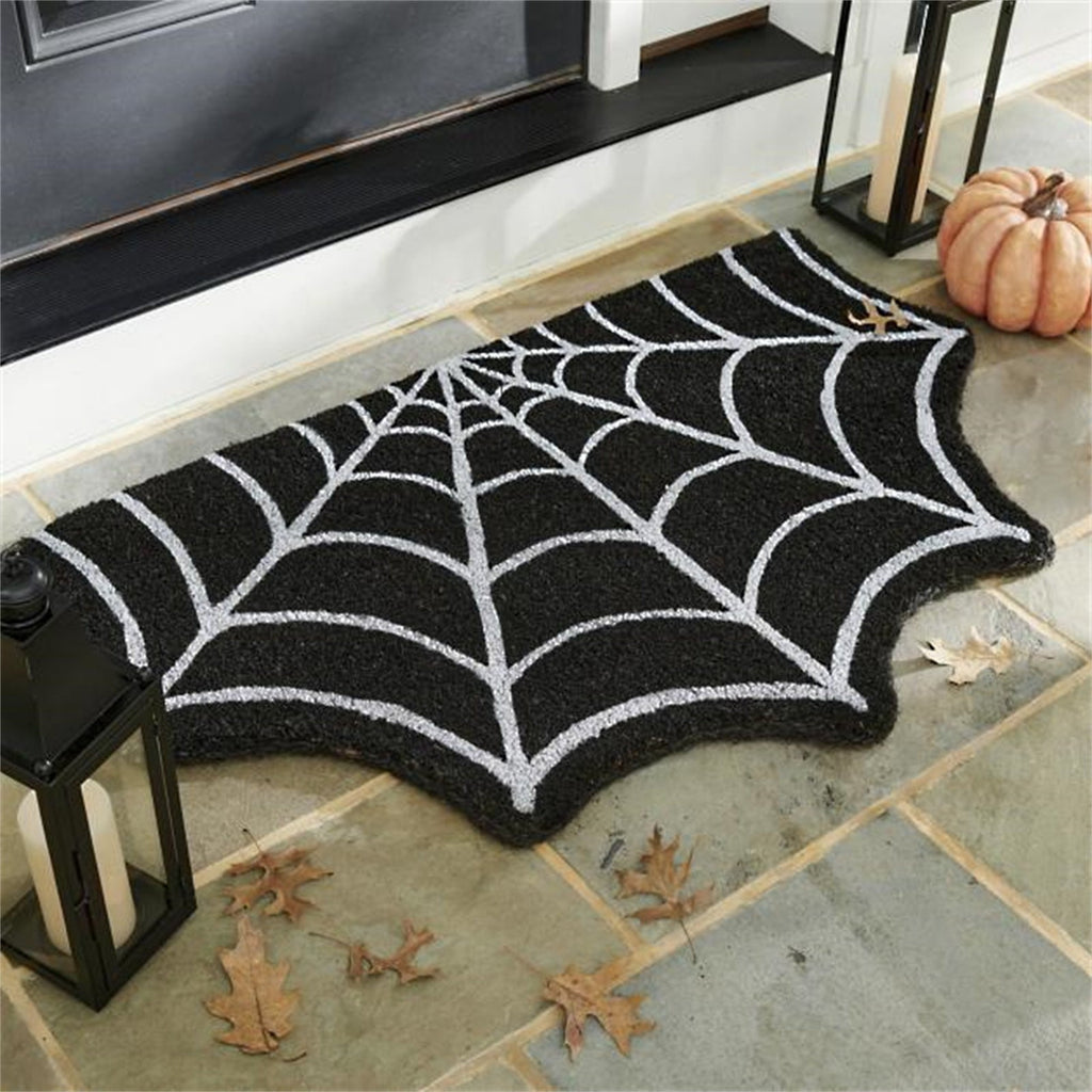 Halloween Doormat Spider Web Spooky Gothic Cute Fun Floor Mat Non Washable Welcome for Indoor Outdoor Entrance, Fall Thanksgiving Home Decor,23.6 Inch