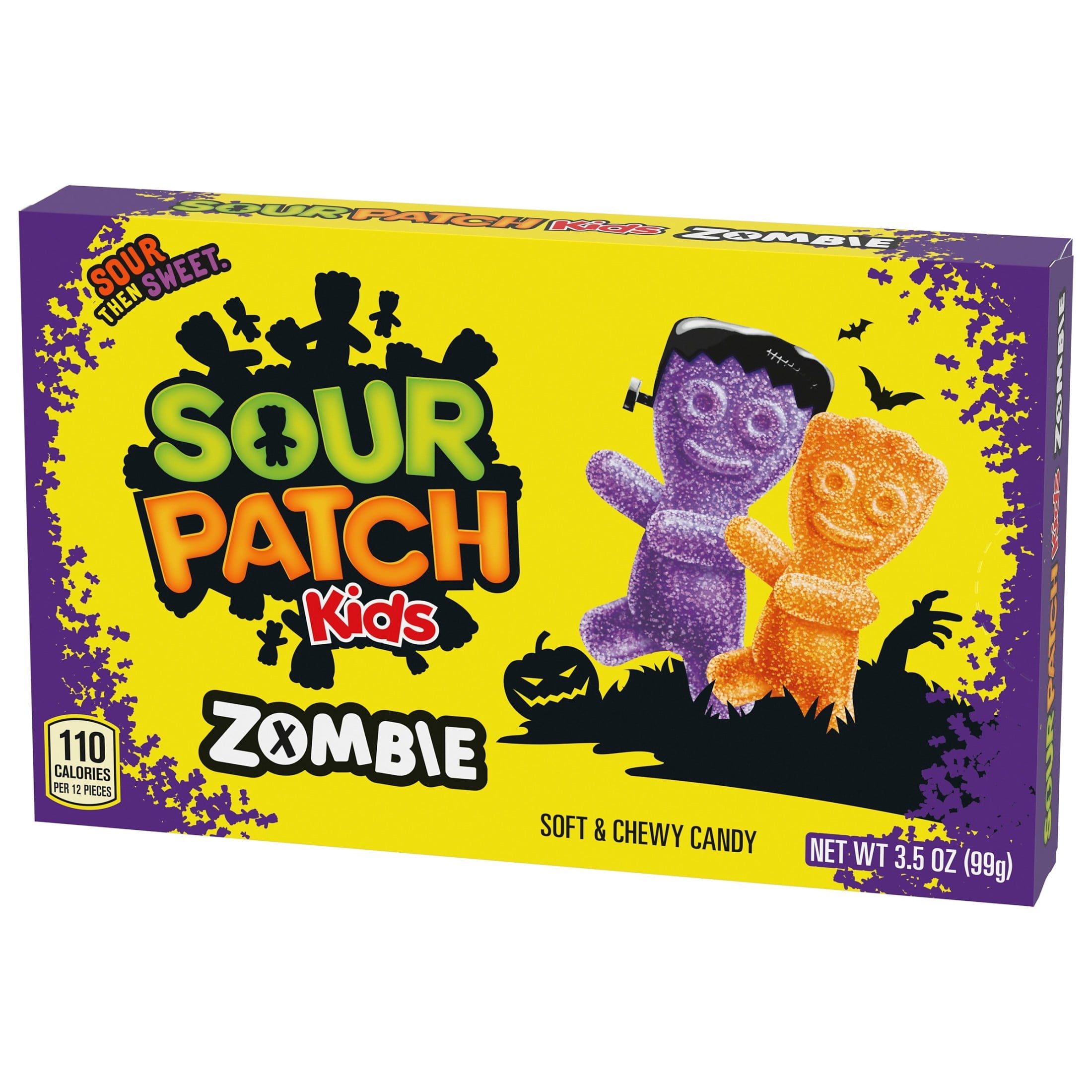 SOUR PATCH KIDS Zombie Orange & Purple Soft & Chewy Halloween Candy, 3.5 oz