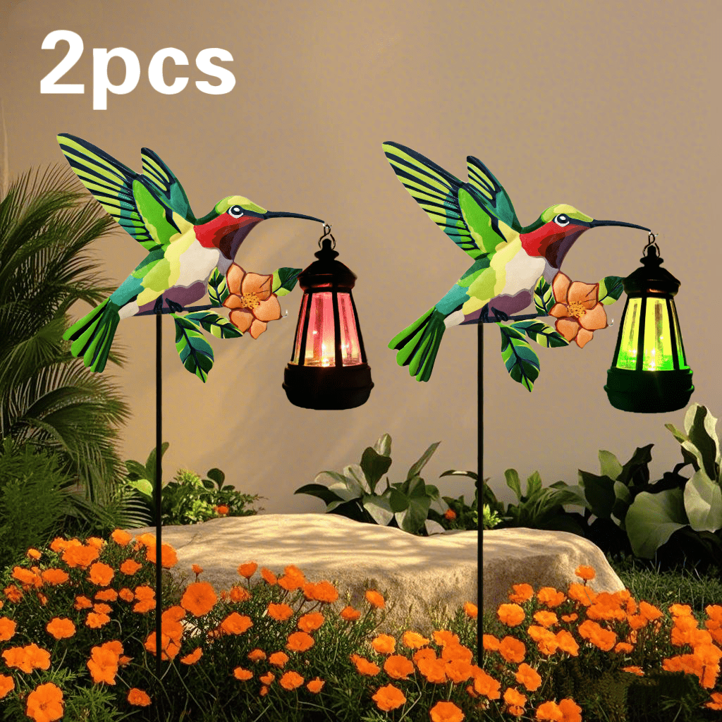 1/2 Pack Hummingbird Solar Lantern Lights, IP65 Waterproof Warm White Solar Hanging Lantern, Outdoor Solar Powered Decor for Yard Patio Garden Party Decorations