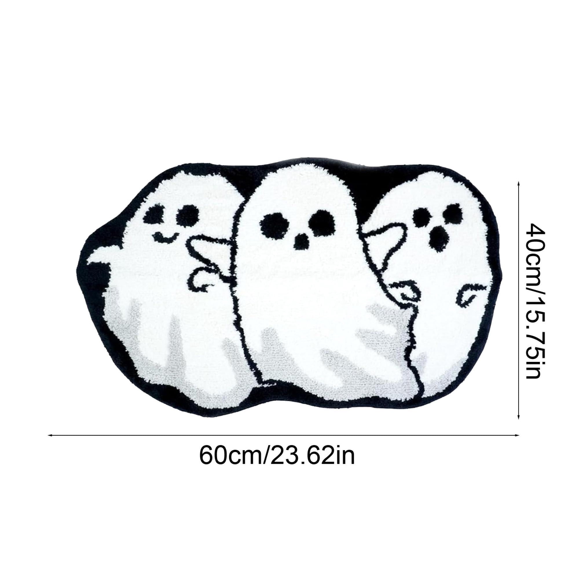 Halloween Wreath Shaped Rugs, Soft Indoor Mat for Entryway, Kitchen, Halloween Party, Pumpkin Witch Spooky Home Decor, 23.62x15.75 Inches