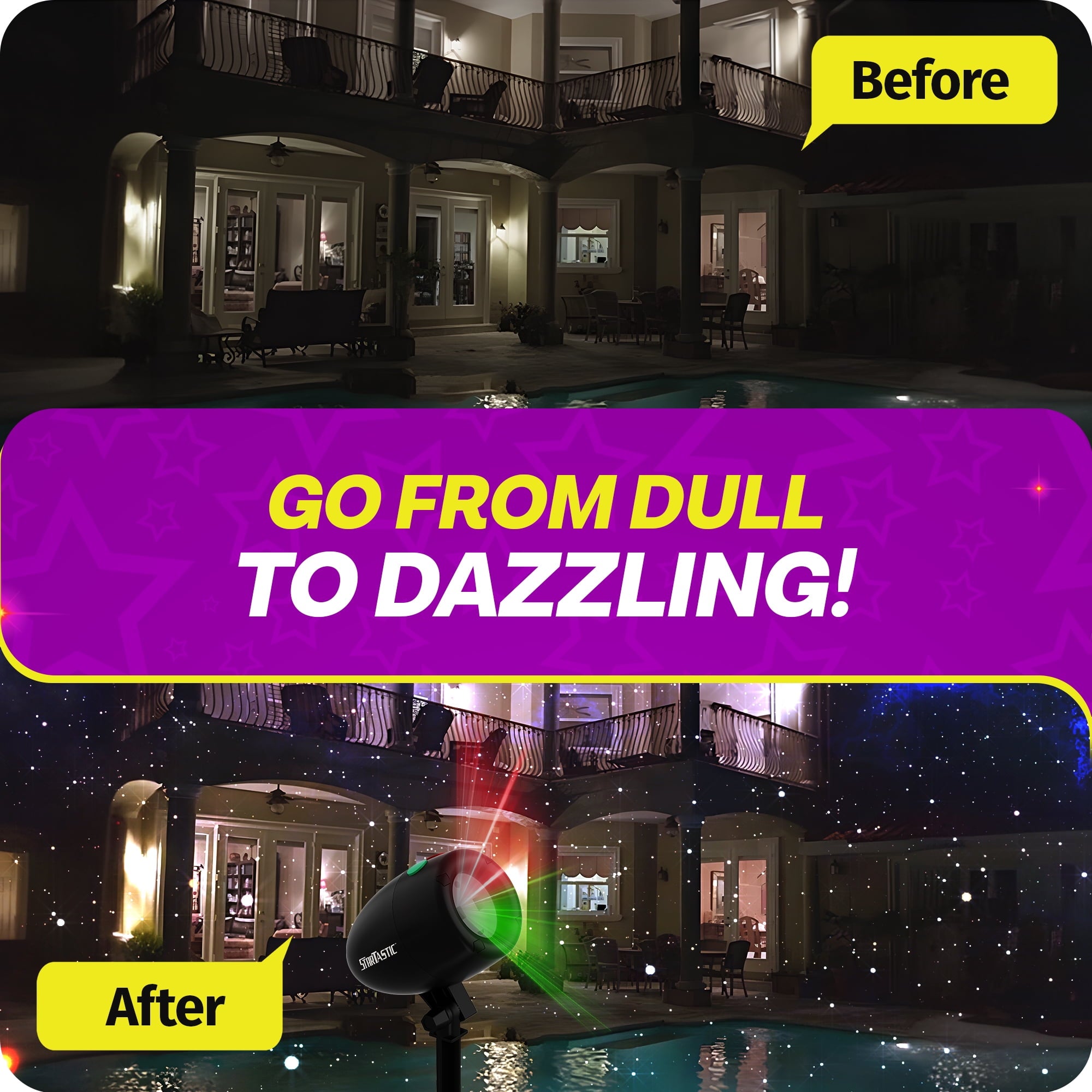 Startastic Laser Projector Lights Outdoor Indoor Holiday Star Lights for Halloween Christmas New Years Waterproof