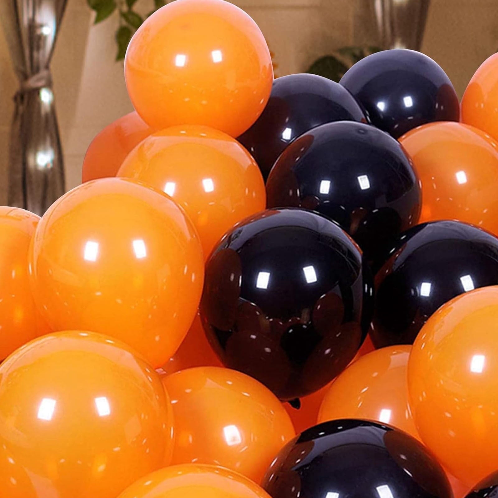 Latex Balloons, Party Decorations, 30pcs Black Orange Confetti Balloons for Halloween Birthday Celebration, Durable Odorless Safe for Kids