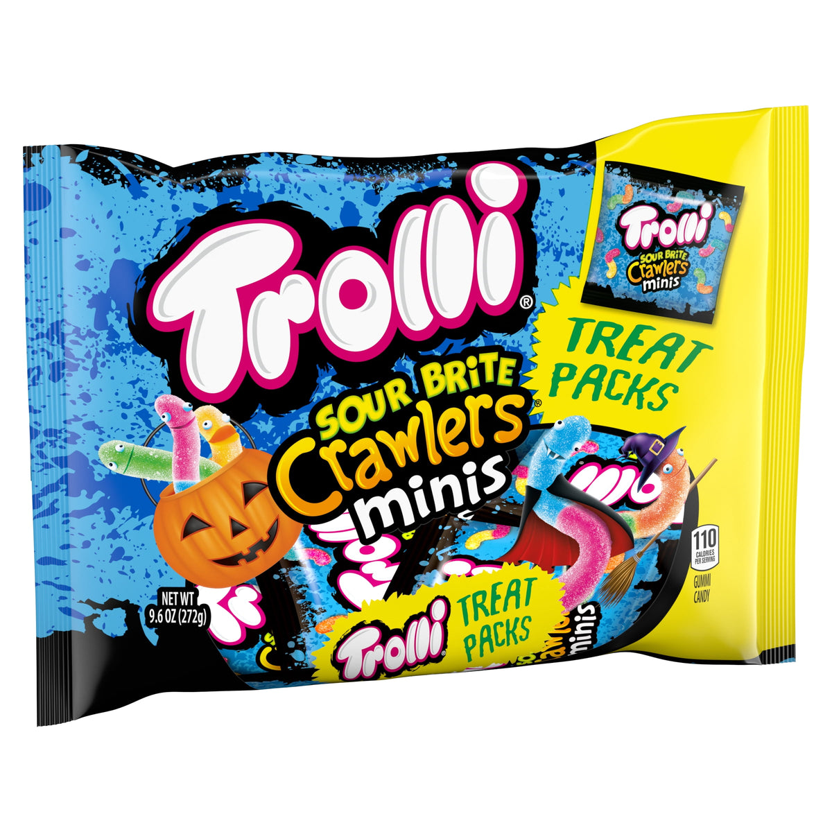Trolli Halloween Sour Brite Crawlers Minis Treat Packs Candy, 9.6 oz