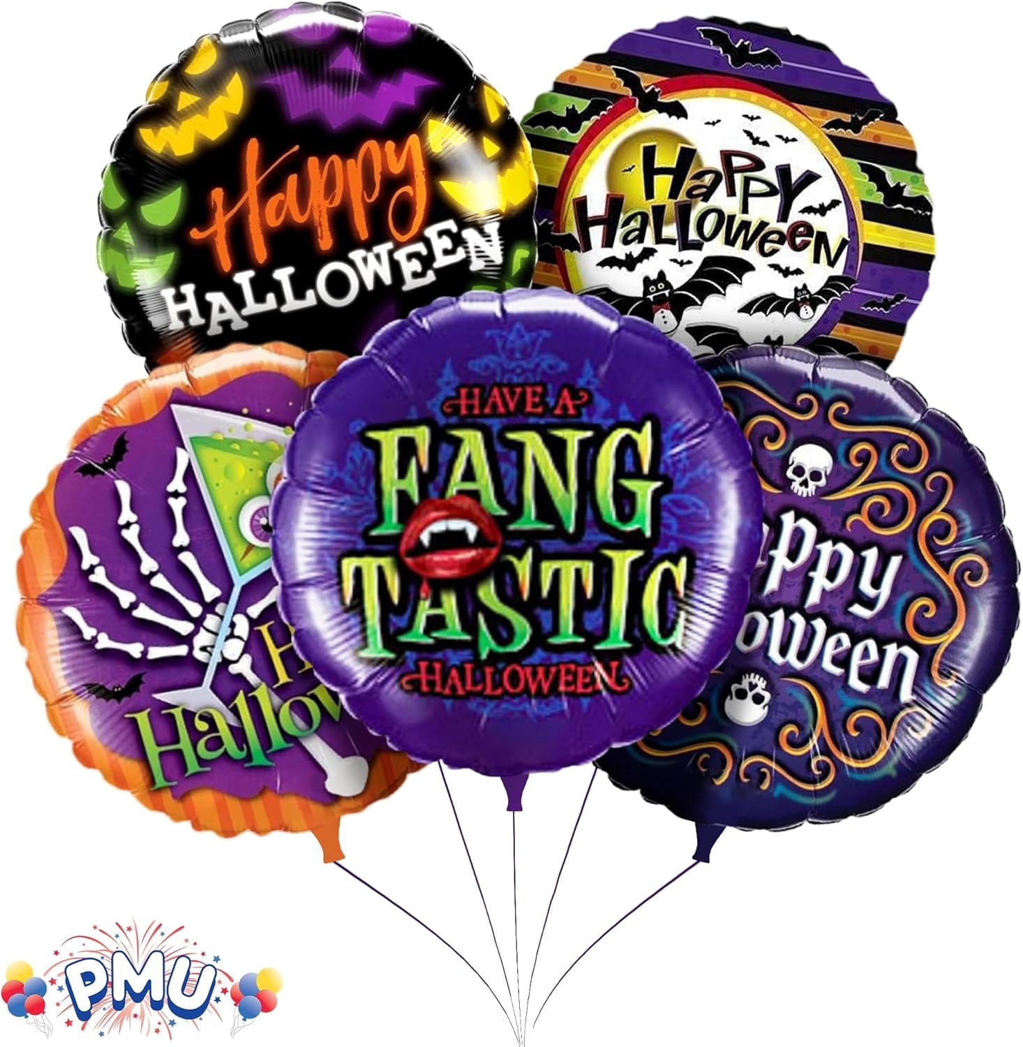 PMU Halloween Party Decoration "Happy Halloween" Jack Faces Aglow 18 Inch Mylar-Foil Balloon (1pkg) Pkg/1