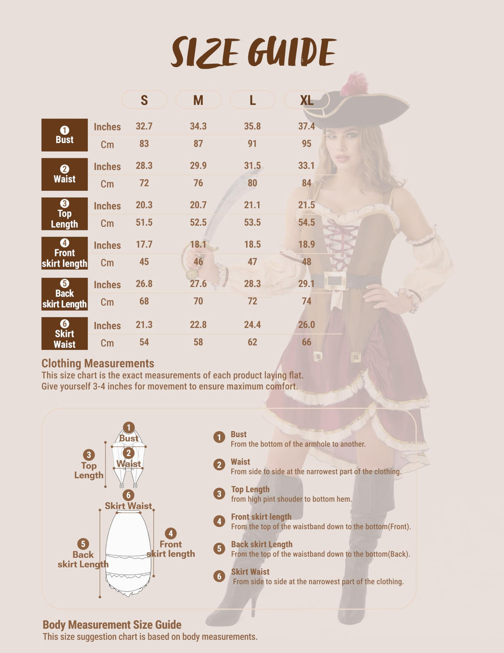 Joyfy Pirate Costume for Women Halloween Adult Pirate Dress with Pirate Hat for Halloween Costume Party Fancy-Dress Costume