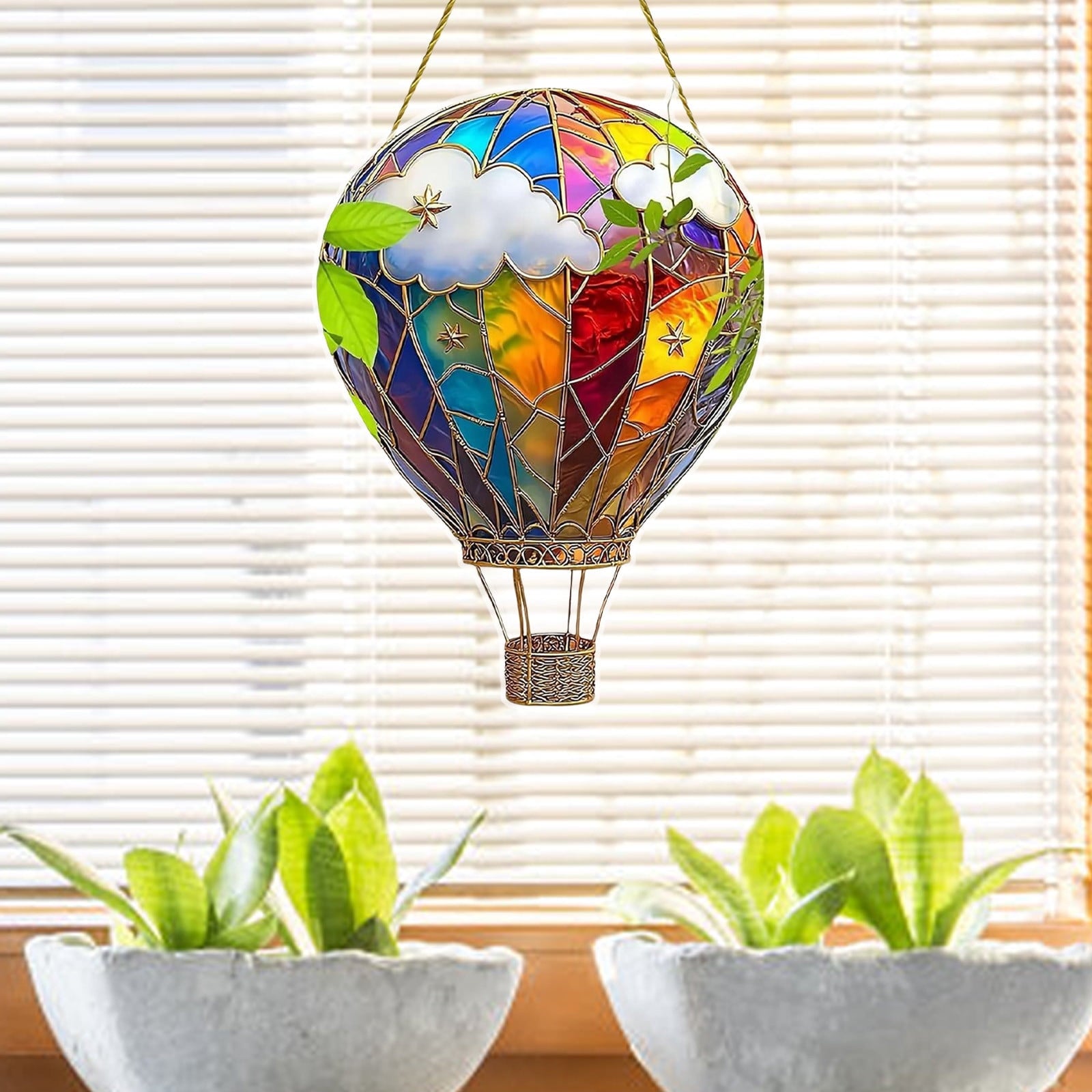 Hot Air Balloon Solar Lantern for Garden Decor, Flickering Flame Hanging Solar Light for Outdoor Decorations, Blue & Purple Lamp for Yard Tree Porch Party