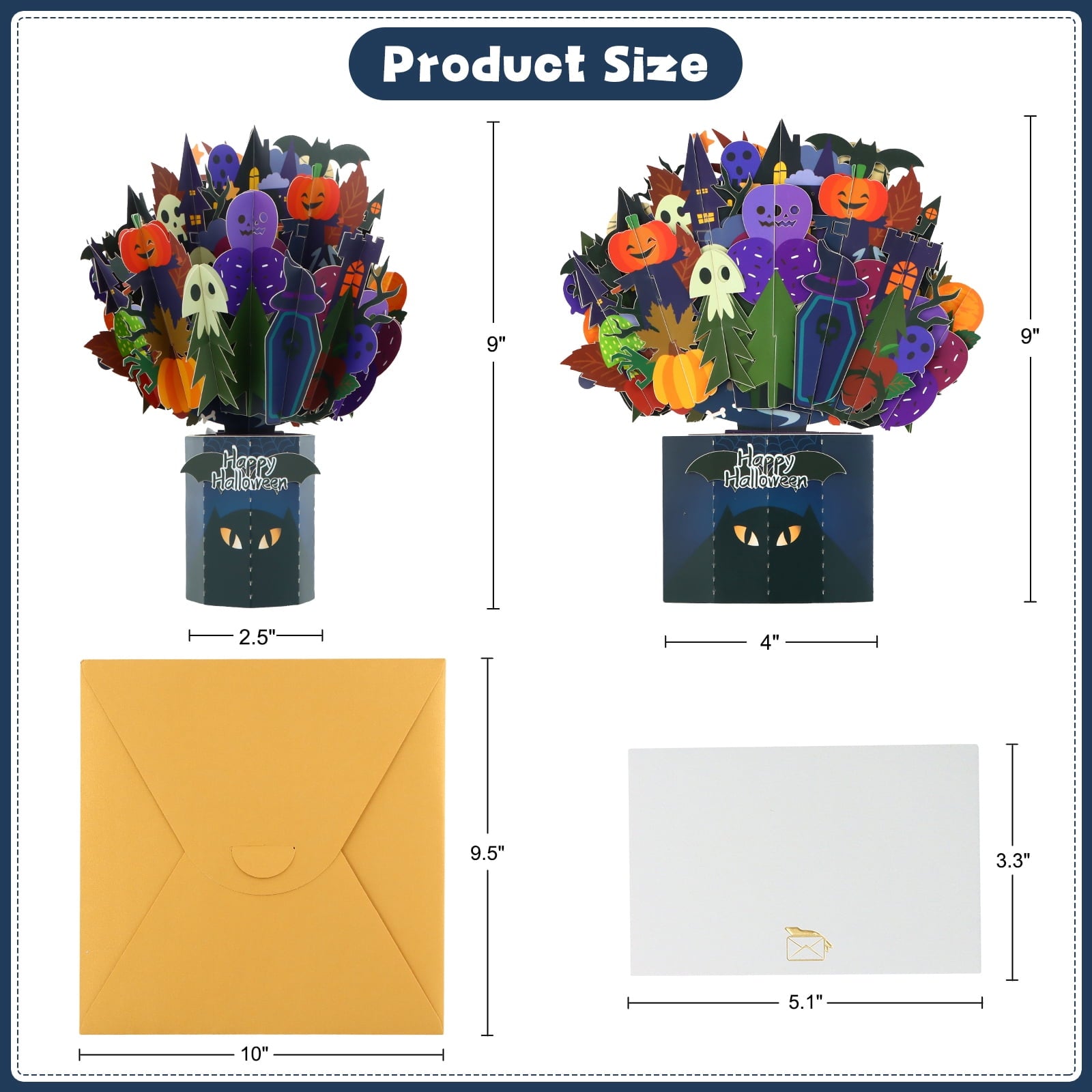 WaaHome Halloween Pop Up Card 3D Spooky Pumpkin Halloween Greeting Pop Up Cards Happy Halloween Cards with Envelope&Notecard Funny Halloween Gifts Card for Kids Adults Boyfriend Girlfriend Party Favor