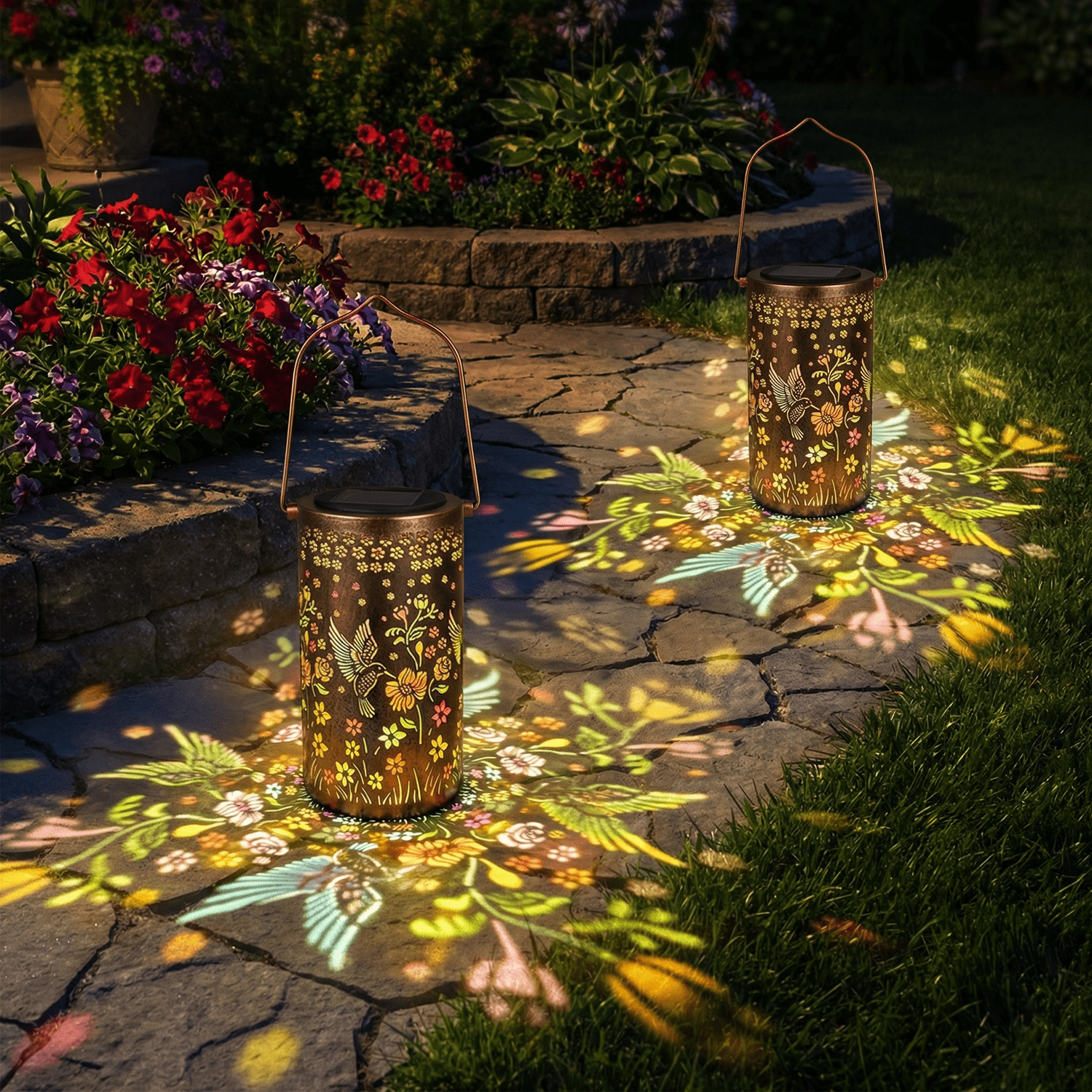 Colorful Solar Lanterns IP65 Outdoor Waterproof, Mother's Day Gifts for Women Mom Grandma - LED Colorful Sunflower Solar Lights Metal Hanging Lantern for Patio Yard Porch