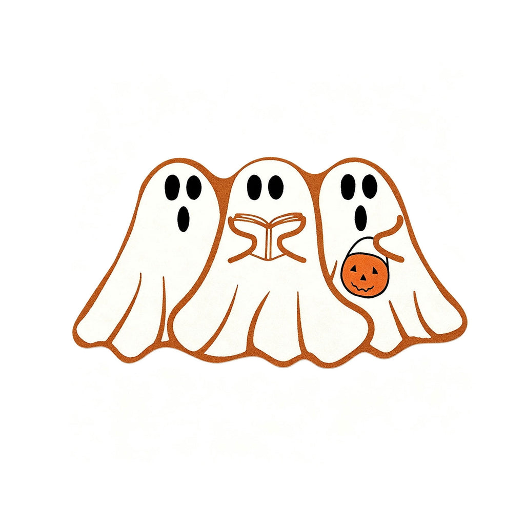 Halloween Ghost Cluster Shaped Welcome Doormat, Cute Ghost Floormat Non Slip Rubber Backing for Halloween Front Porch Entryway Room Decor,40x60cm