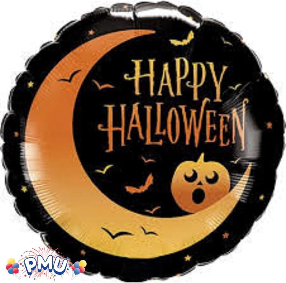 PMU Halloween Party Decoration "Happy Halloween" Jack Faces Aglow 18 Inch Mylar-Foil Balloon (1pkg) Pkg/1