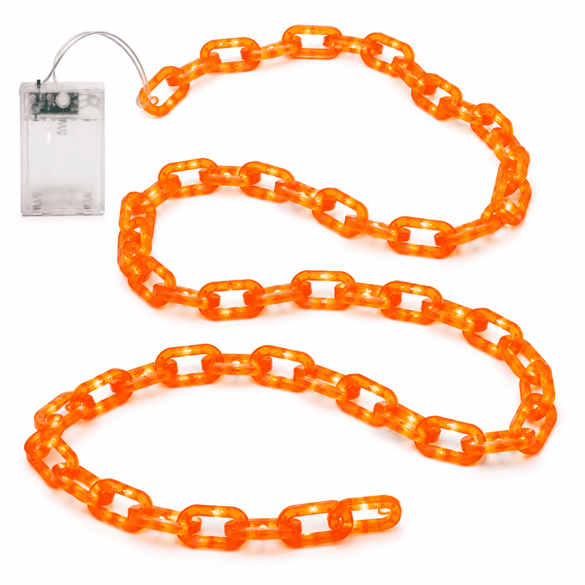DAKIMOE Halloween Decoration Chain String Lights Orange Light Up Plastic Chain Decoration 10FT Long Glowing Link Chain for Haunted House Party Porch Yard Door Indoor Outdoor Halloween Decor