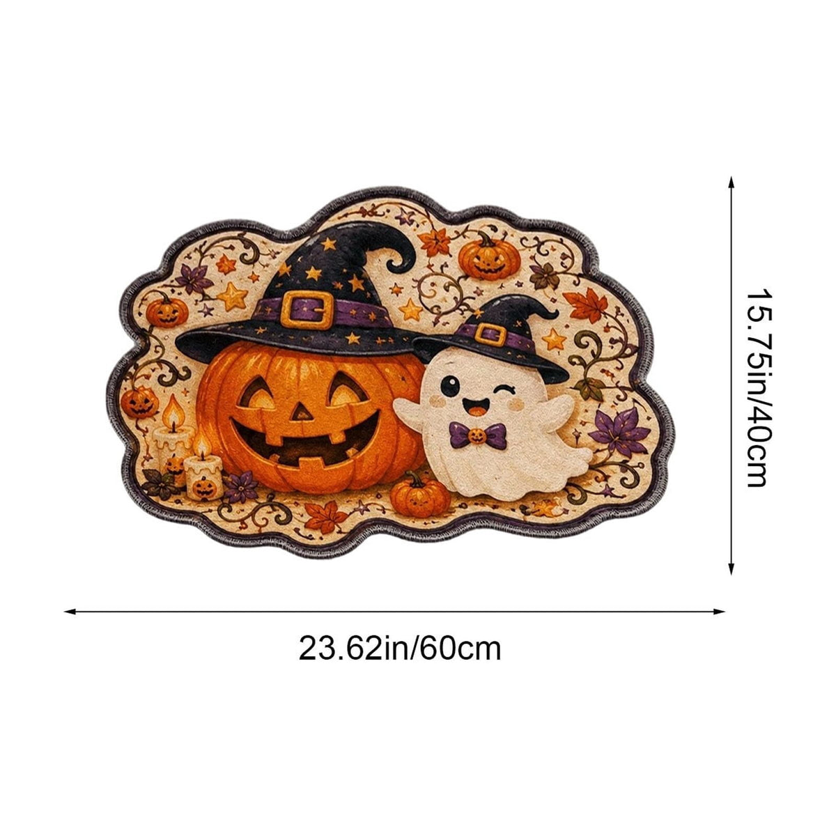 Halloween Doormat Ghost Bath Mat 23.6x15.7in Secure-Grip Absorbent Soft Faux Fur Rug for Bathroom Bedroom Living Room Decor by OVFUIZ