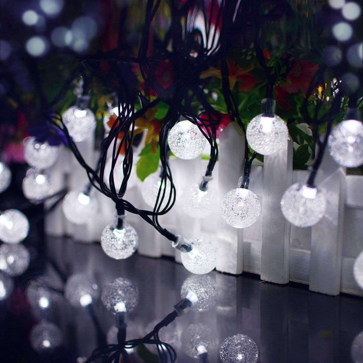 LINLIN Solar Crystal Ball String Lights,Waterproof LED Bubble Globe Solar Fairy Lights 8 Mode Ball String Lights for Bistro Garden Yard Home Party Wedding Christmas Decoration