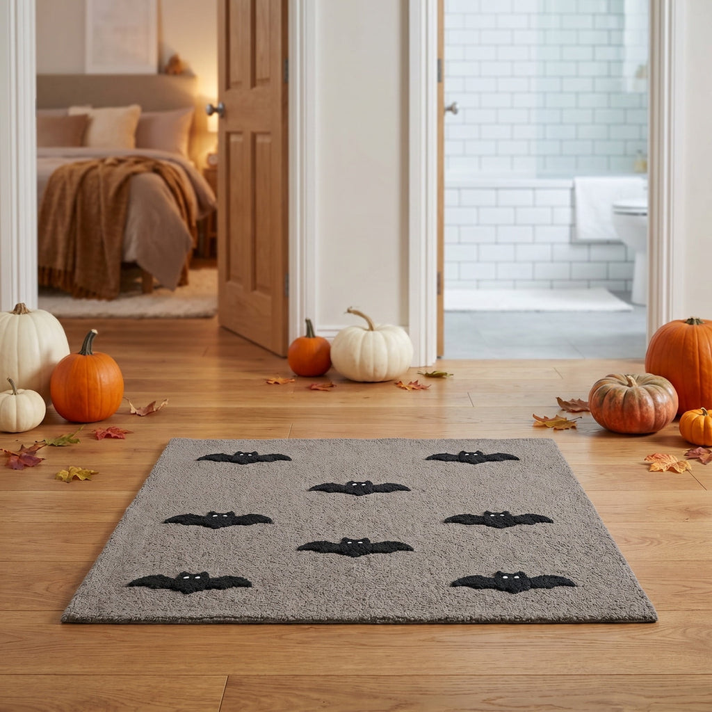 OutmaxHome Halloween Theme Cute Ghost Print Doormat, 15.8x23.6 Inch Non-Slip Absorbent Mat, Easy to Clean, for Front Door, Porch, Farmhouse