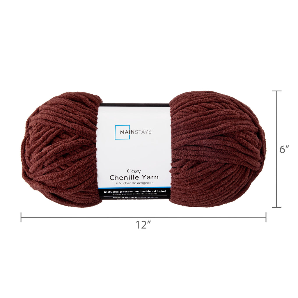 Mainstays Cozy Chenille Yarn, 220 yd, Arctic White, 100% Polyester, Bulky