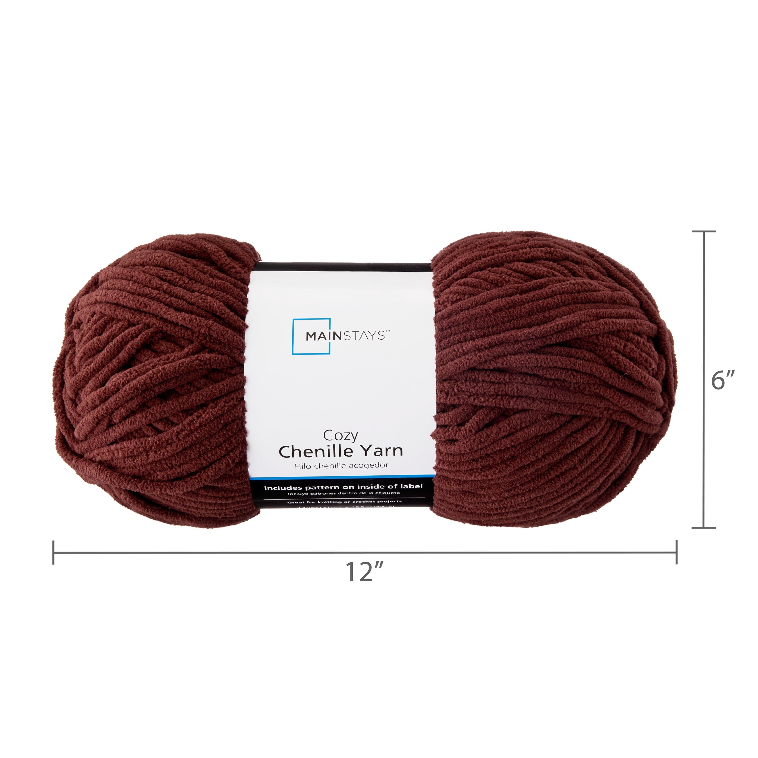 Mainstays Cozy Chenille Yarn, 220 yd, Arctic White, 100% Polyester, Bulky
