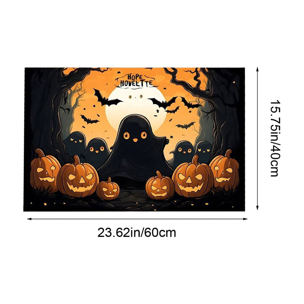 Xuniizn Halloween Mat, 16X24" Velvet Halloween Door Mat for Outside Entrance, Spooky Halloween Rug for Outdoor & Indoor, Non Slip Washable Halloween Doormat, Halloween Bathroom Decor