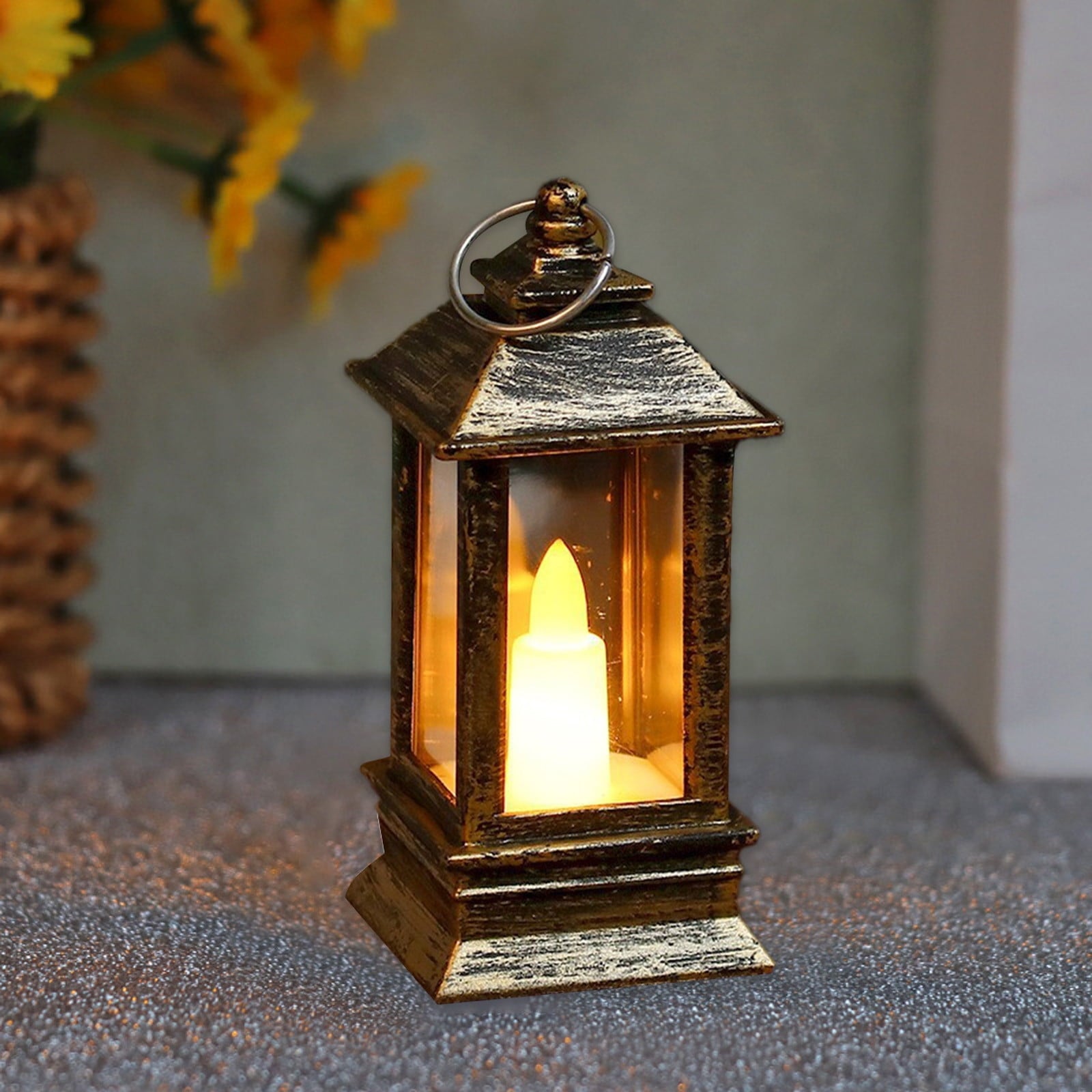 Vintage Lantern Decorative LED Flameless Candle, Hanging Lantern Portable Led Lantern for Indoor Outdoor Garden Yard Home Decor