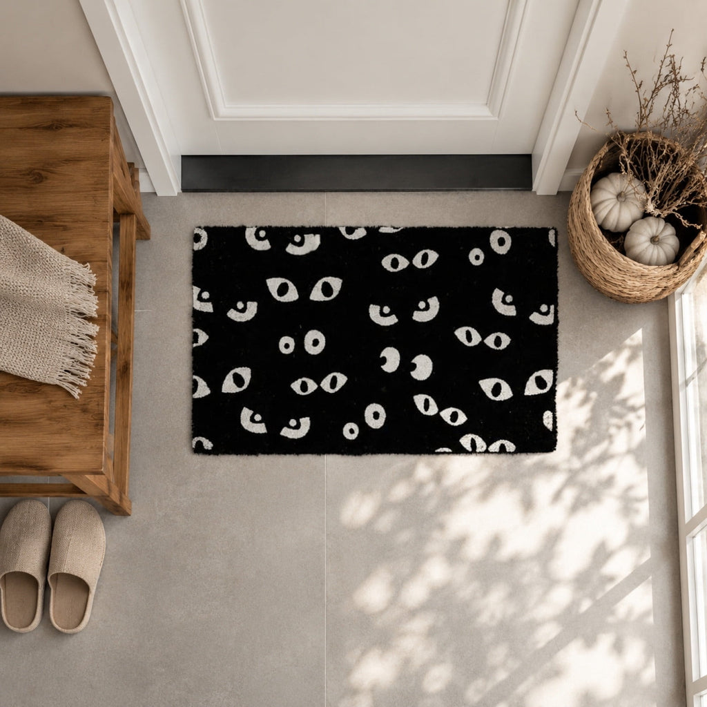 Be Witcha In A Minute Ornate Coir Doormat Halloween Decorations, Weather Resistant Non Slip Mat for Front Porch Witch Gothic Home Decor