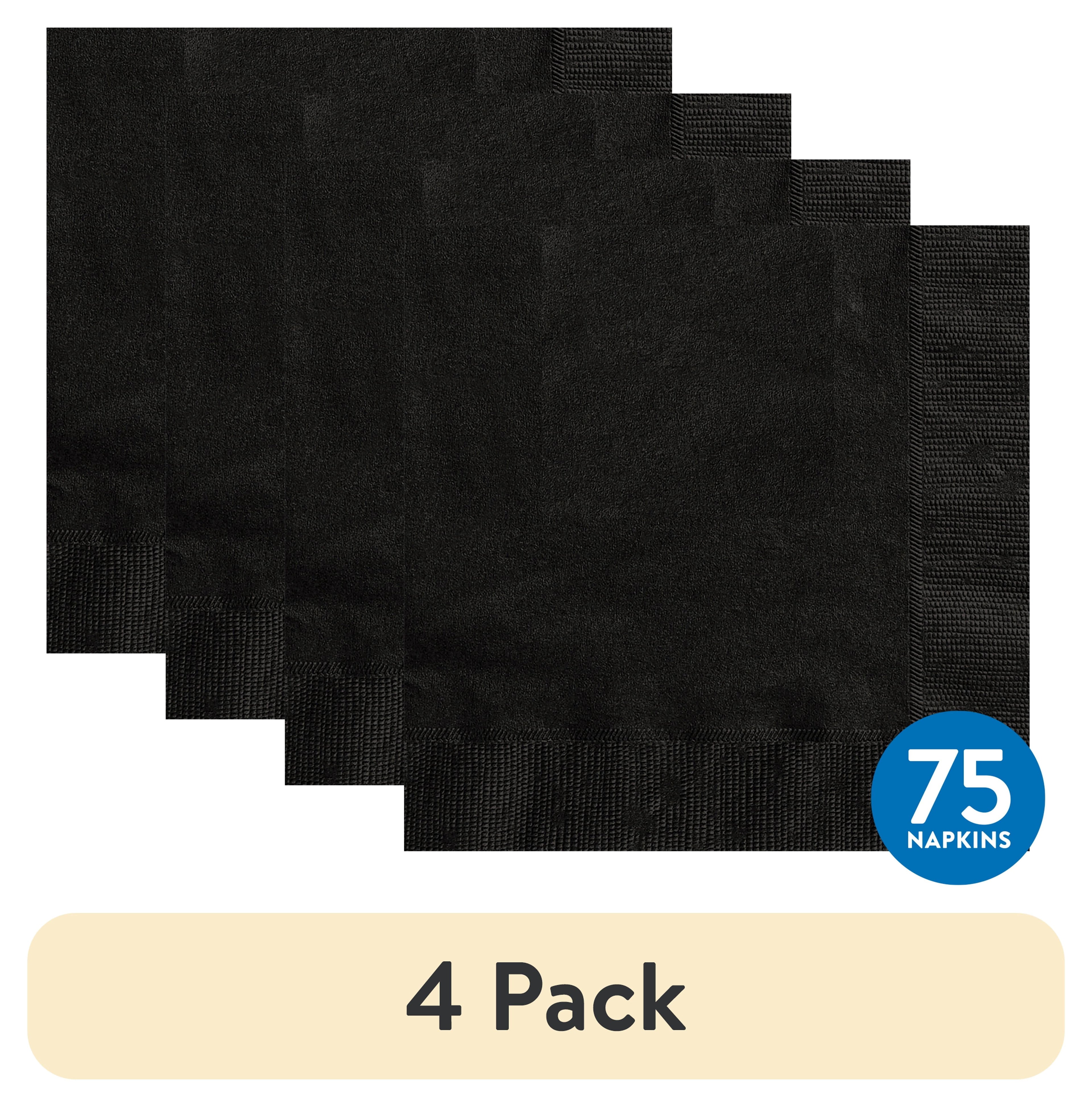 75 Count 6.5IN x 6.5IN Black Disposable Paper Napkins by Way To Celebrate