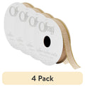 (4 pack) Offray Ribbon, Natural Gold 5/8 inch Galena Metallic Ribbon for Wedding, Crafts, and Gifting, 9 feet, 1 Each