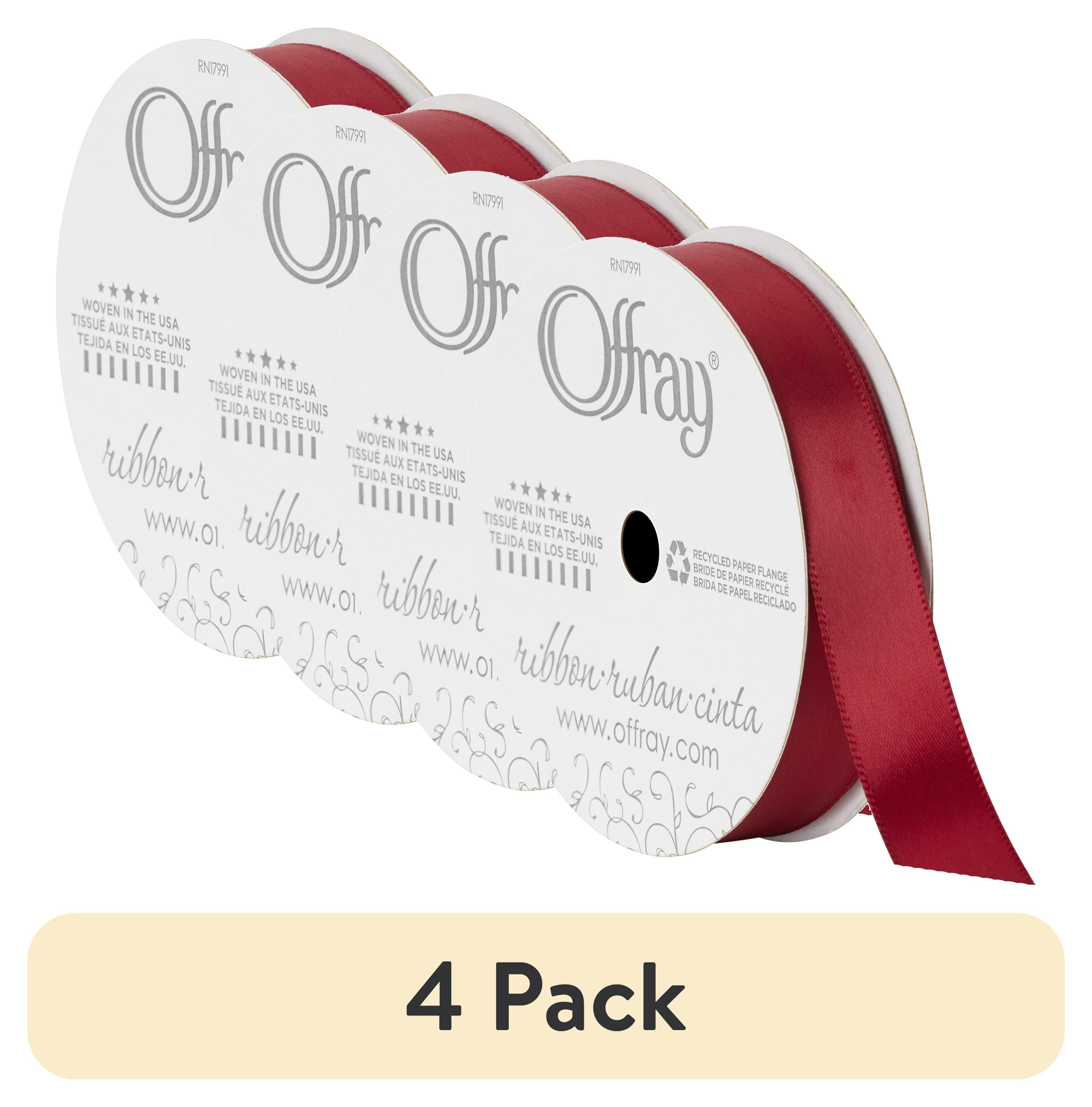 (3 pack) Offray Ribbon, Forest Green 5/8 inch Single Face Satin Polyester Ribbon, 18 feet