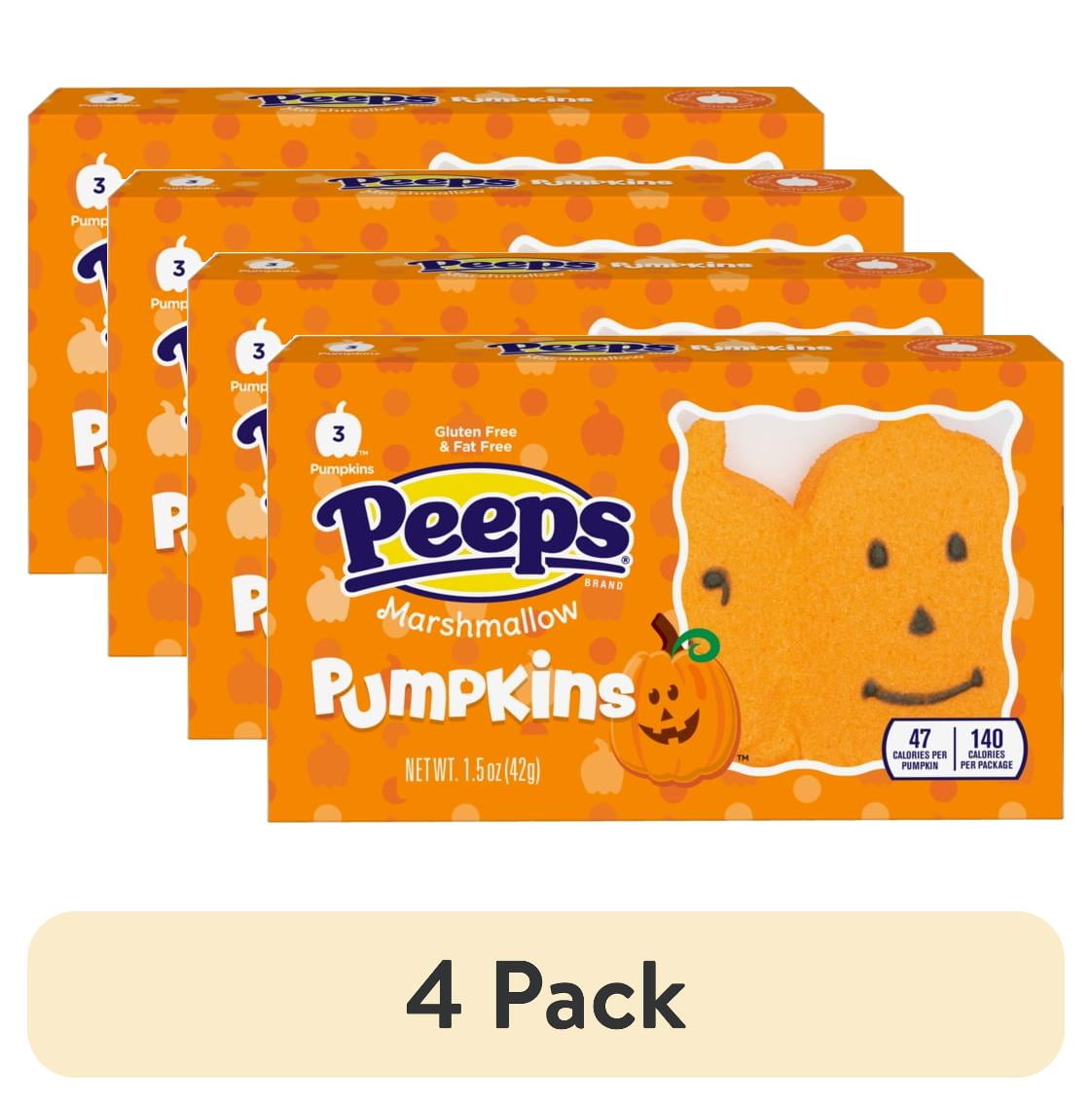 (4 pack) PEEPS Marshmallow Pumpkins Halloween Candy, 3 Count, 1.5 Ounce, Gluten-Free