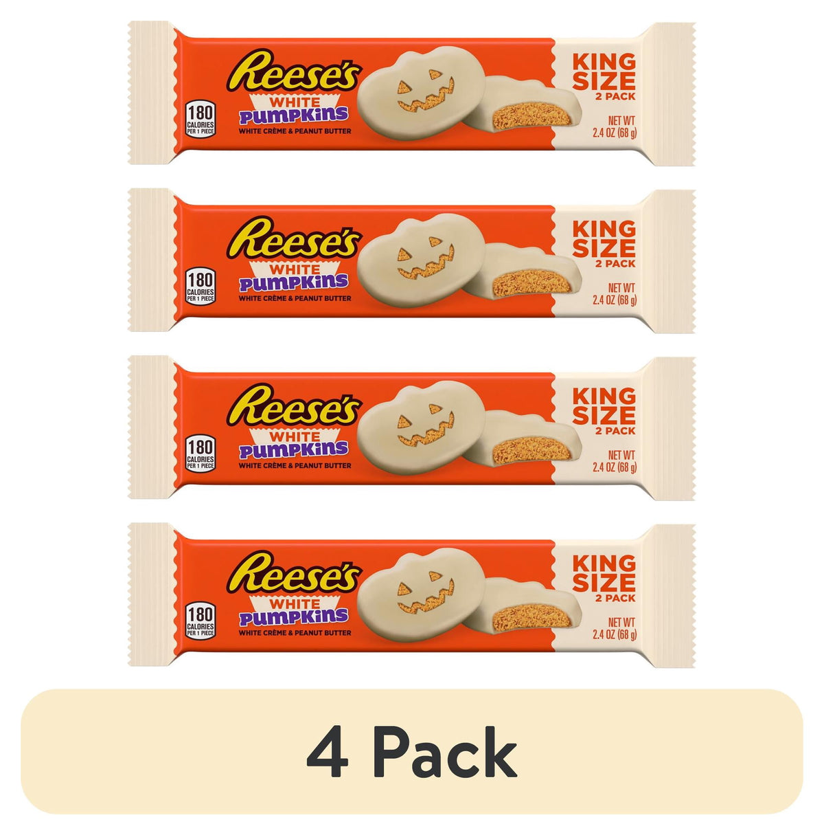 Reese's White Creme King Size Peanut Butter Pumpkins, Halloween Candy Pack, 2.4 oz